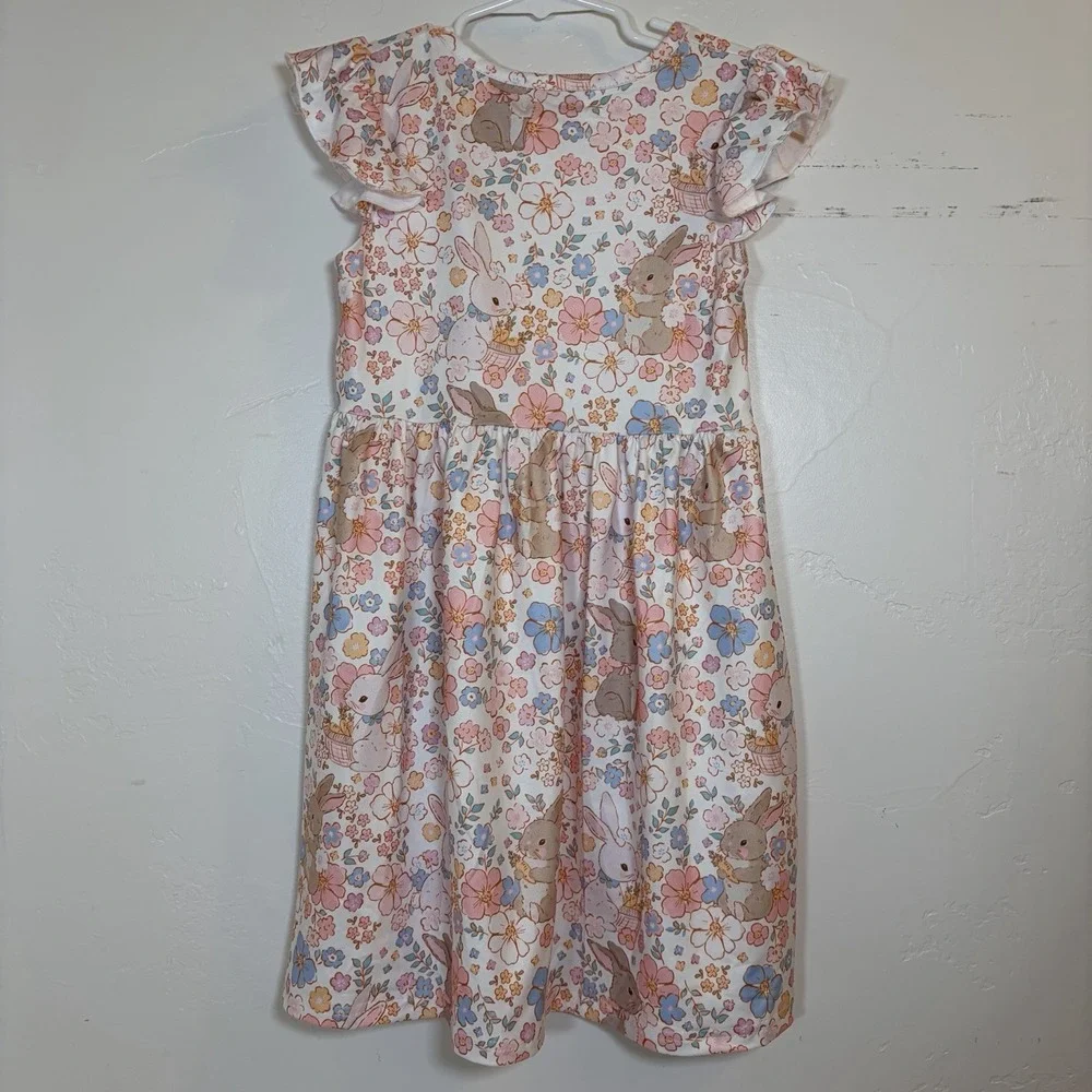 Girls 6 Toddler Spring‎ Easter Bunny Boutique Dress Summer Hip Hop Floral Ruffle